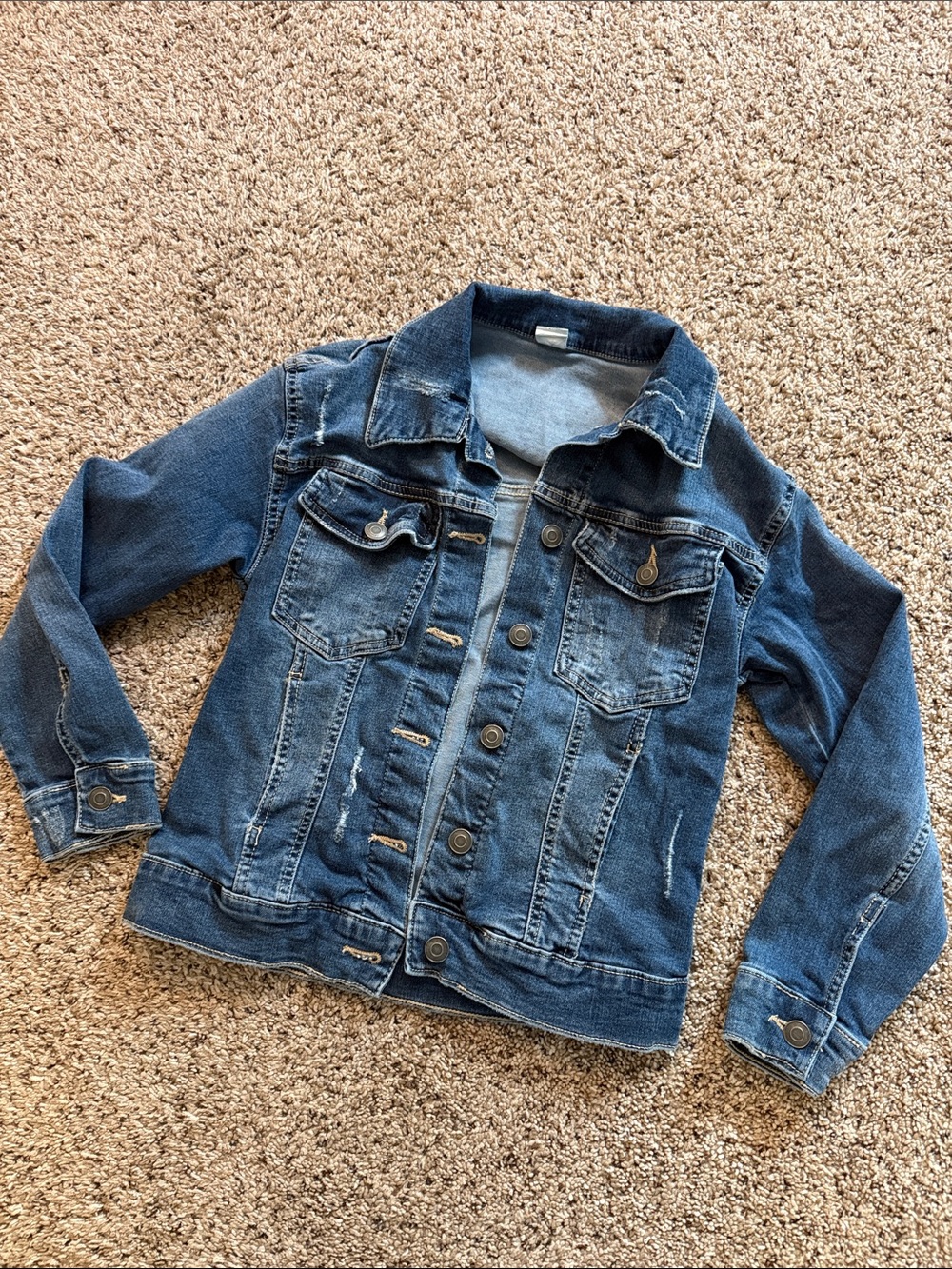Kids Dark Blue Denim Jean Jacket - Classic Button-Front